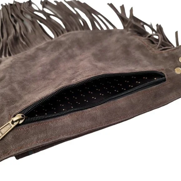 2025Genuine LeatherFestival Cow Girl Pocket Belt | Hip bag with Fringe Coffee… - Picture 5 of 14